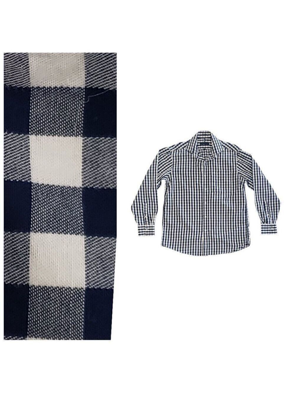 Men's Tommy Hilfiger Blue White Gingham Regular Fit Dress Shirt Medium